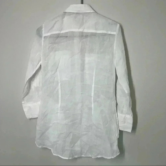 Theory Marandel White Lawn Shirt Long Button Down size p - Picture 5 of 14